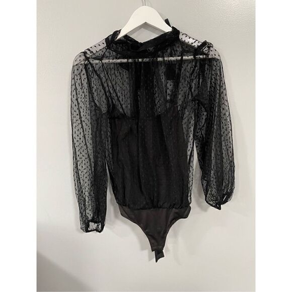 BCBGMAXAZRIA Women’s XXS Balloon Sleeve Mock Neck Bodysuit - Picture 7 of 7